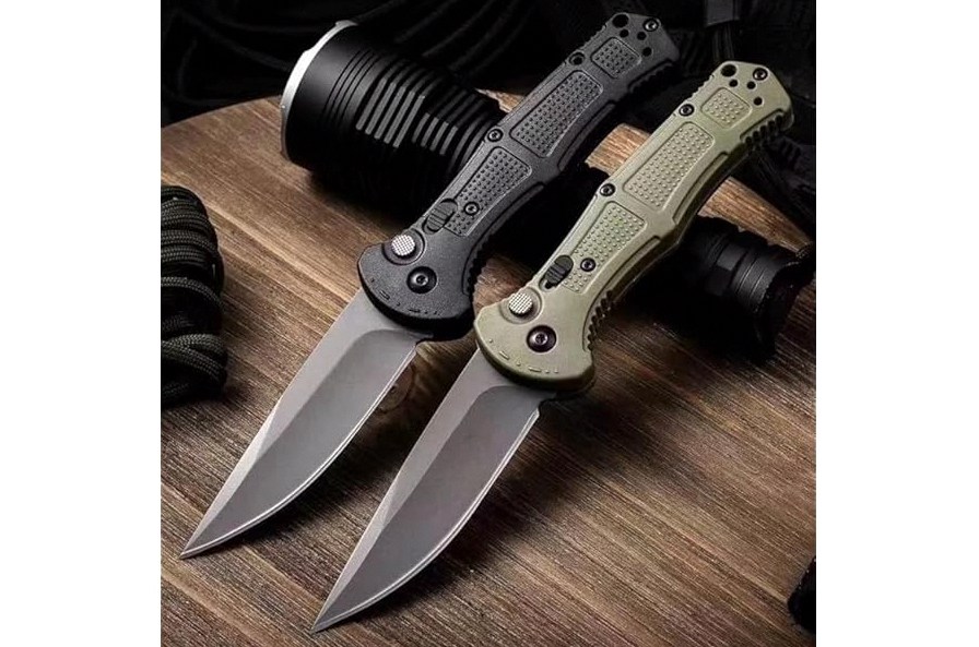 Outdoor Self Defense Automatic Jump Knife, 9070 Pocket Folding Knife, D2 Steel Blade Non-Slip Fiberglass Handle, EDC Multi-Functional Sharp Tactical Knife for Outdoor, Tactical, Survival and EDC (Black) product image