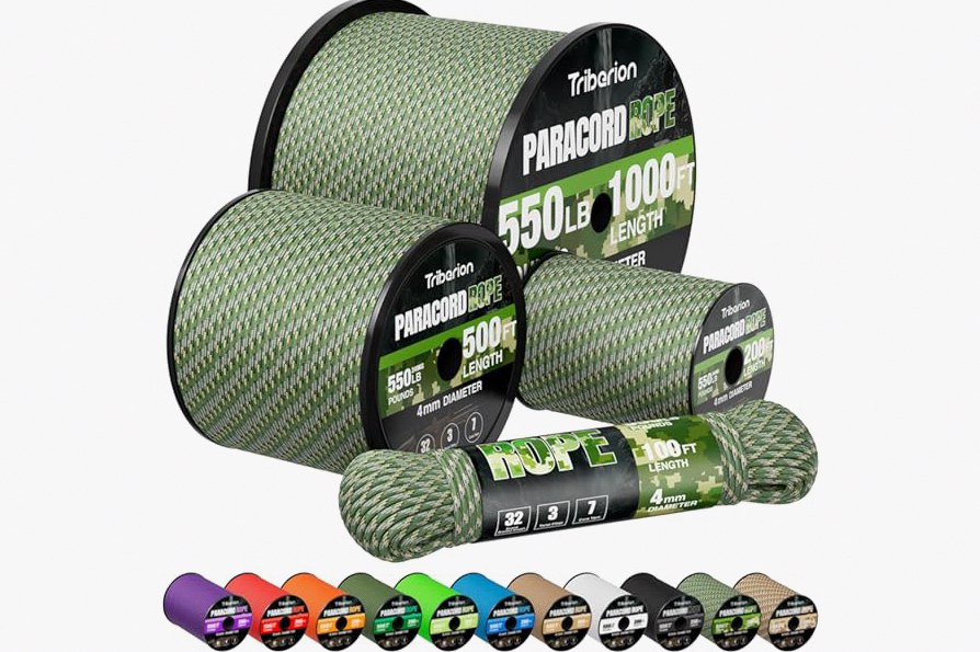 Paracord Rope 550 lb - 100ft 5/32" Parachute Cord 4MM 7-Strand para Cord - Heavy Duty Spool String for Survival,Camping Gear, Survival Bracelet, Clothesline - Camo Green product image