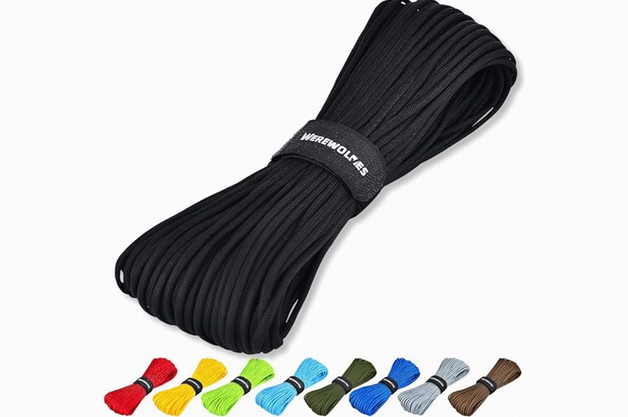 WEREWOLVES Paracord Rope, 7 Strand Type III Parachute Cord 4mm 100ft / 200ft for Crafting, DIY Projects, Survival Bracelets (Black, 100 ft) product image