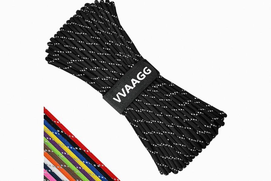 VVAAGG Reflective Paracord Rope 100FT, 7 Strand Nylon para Cord Lanyard Utility 550 Parachute Cord, 4mm Thin Tent Rope for Outdoor Camping Hiking product image